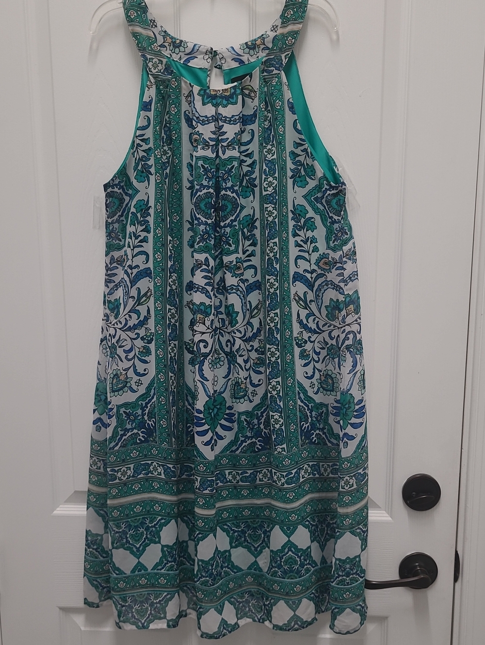 AUW Teal & Navy Floral Halter Dress